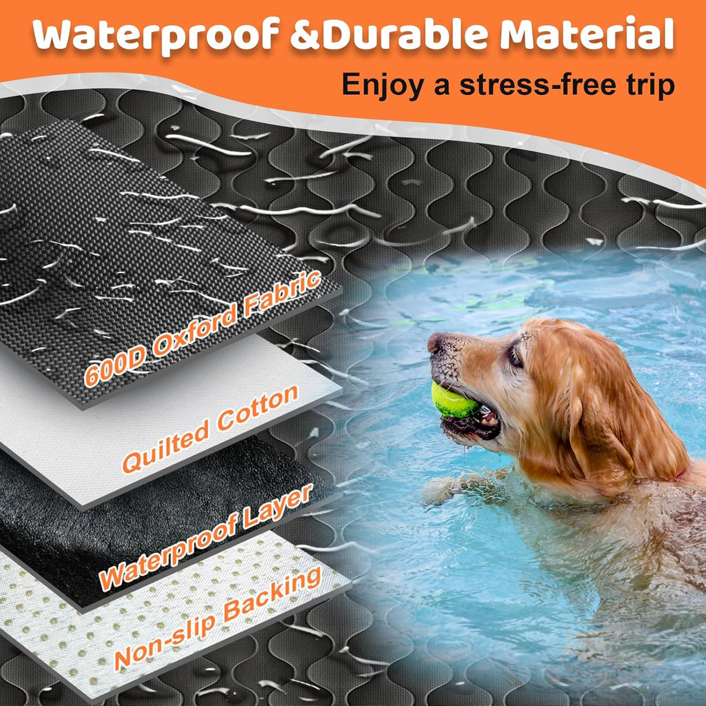 100% Waterproof Pet Seat Cover Car Seat Cover for Pets - Scratch Proof & Nonslip Backing & Hammock, Quilted, Padded, Durable Pet Seat Covers for Cars Trucks and Suvs