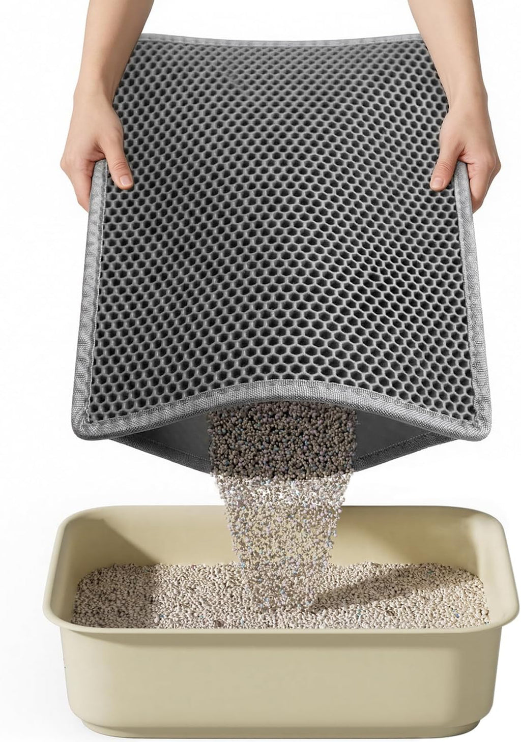 Cat Litter Mat, 15X24 Inch Litter Box Mat,Honeycomb Double Layer Trapping Litter Mat Design,Waterproof Urine Proof Kitty Litter Mat,Easy Clean Scatter Control (Grey, 15X24 Inch (Pack of 1))
