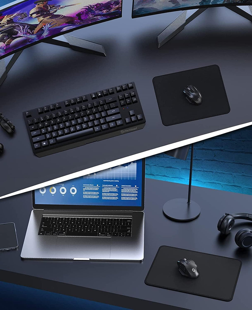 Mouse Pad,  Computer Mouse Pad with Stitched Edges, Washable Mouse Mat with Superior Micro-Weave Cloth, Gaming Mouse Pad for Office & Home, Non-Slip Rubber Base, Black