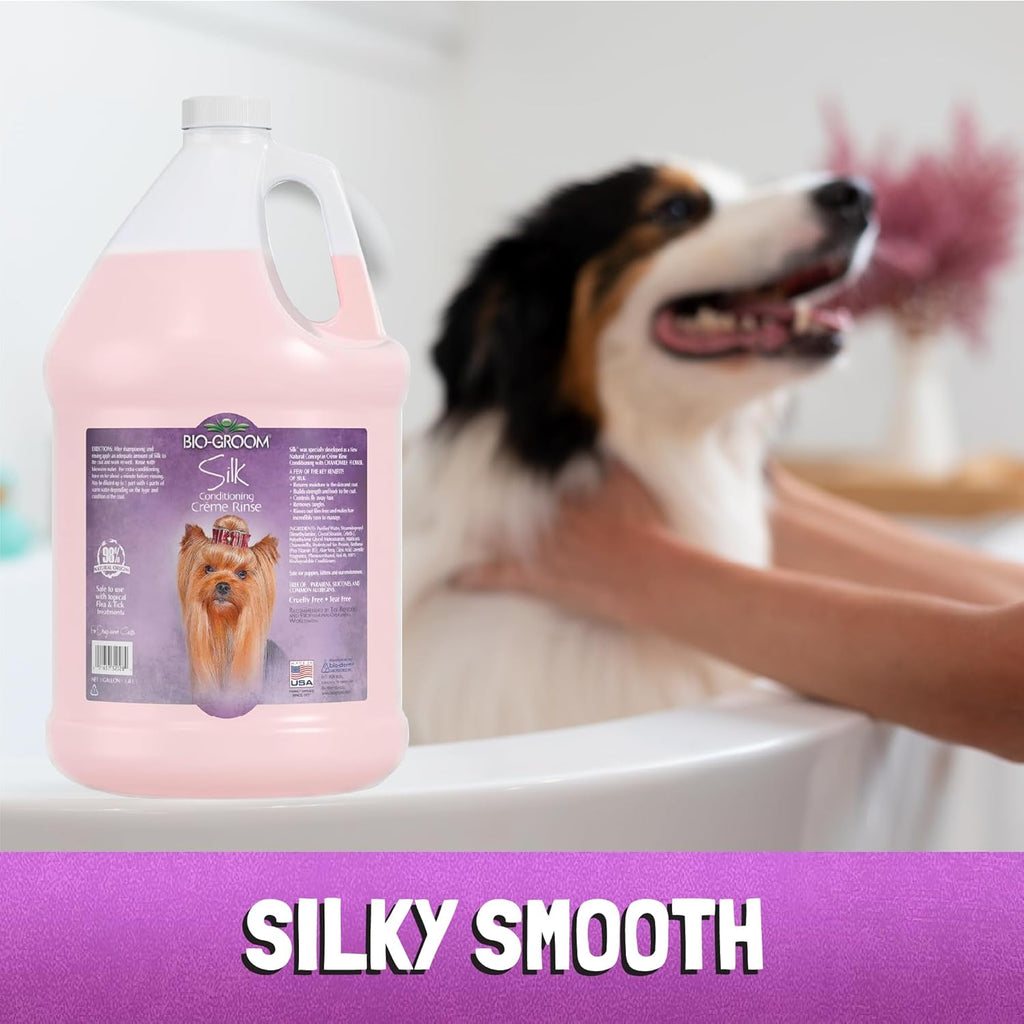 Silk Creme Rinse Dog Conditioner – Dog Bathing Supplies, Puppy Shampoo, Cat & Dog Grooming Supplies for Sensitive Skin, Cruelty-Free, Made in USA, Tearless Dog Products – 1 Gallon